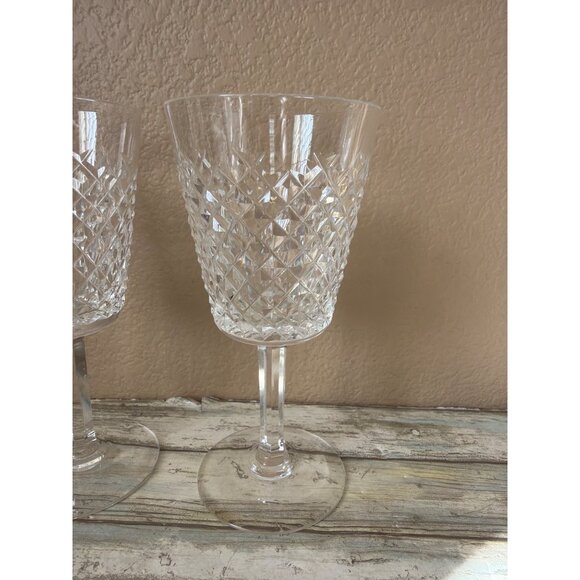 Set of 2 Waterford Crystal ALANA 7" Large Wine Glasses Gothic Mark Vintage - Picture 3 of 11